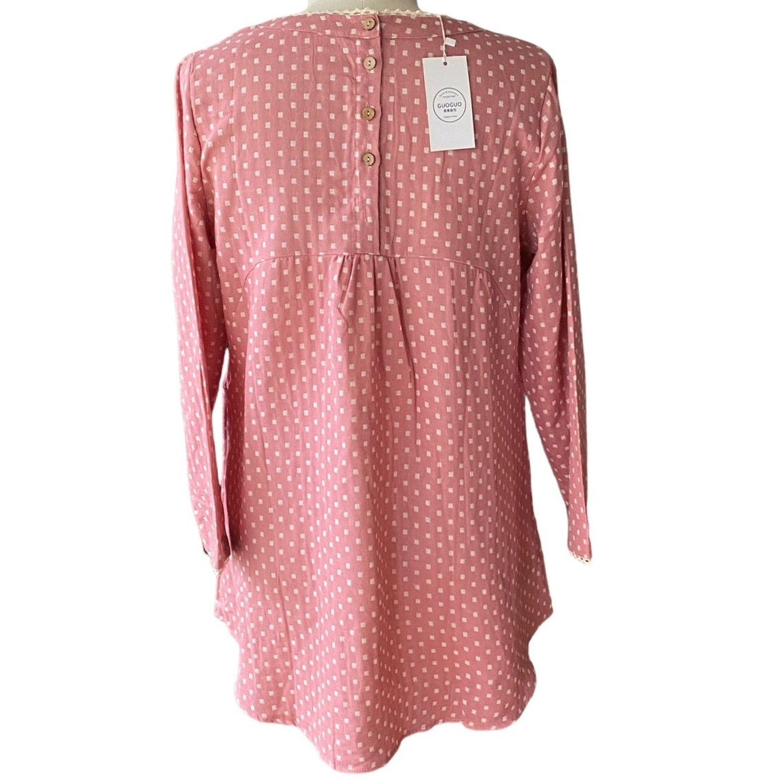 NWT- Pink Boho Smocked Babydoll Tunic Pockets Bohemian Dress ~ Women's Size XL