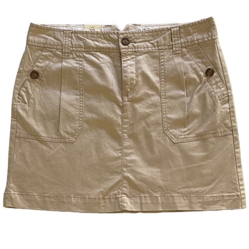 NWT ~ OLD NAVY Tan Khaki Cotton Pockets Mini Cargo Summer Skirt ~ Womens Size 10