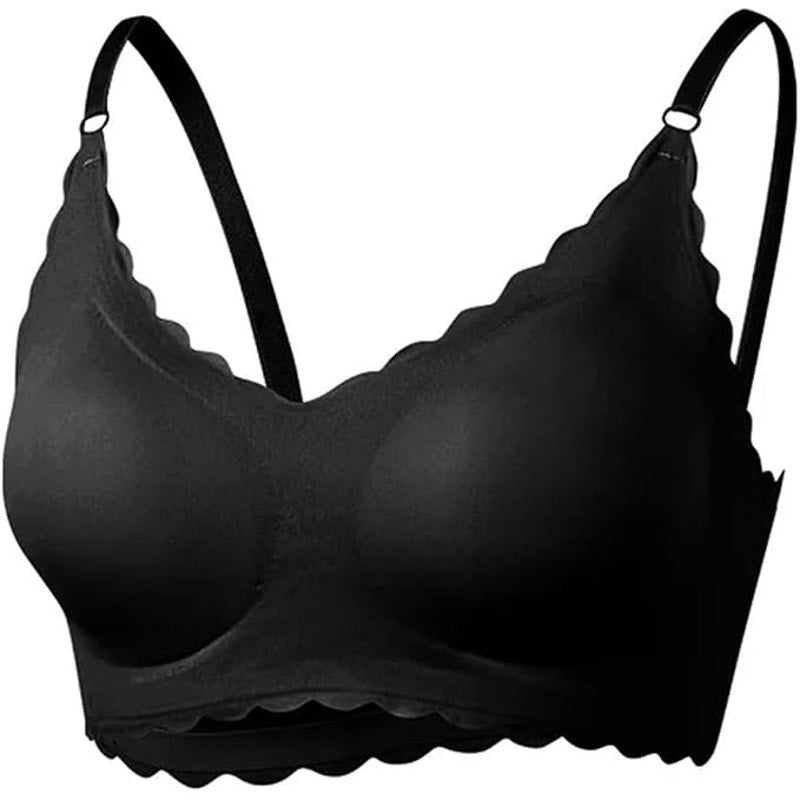 NWT ~ Plus Size Set/3 Black Scalloped Tan Nude Wireless Bras & Nipple Pads ~ XXL