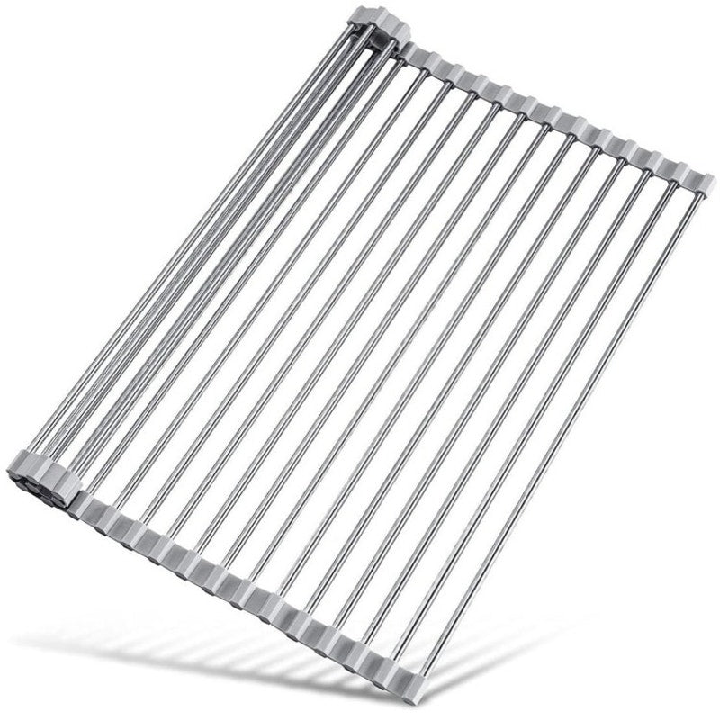 BRAND NEW ~ Stainless Steel Roll Up Kitchen Sink Dish Drying Rack Over The Sink