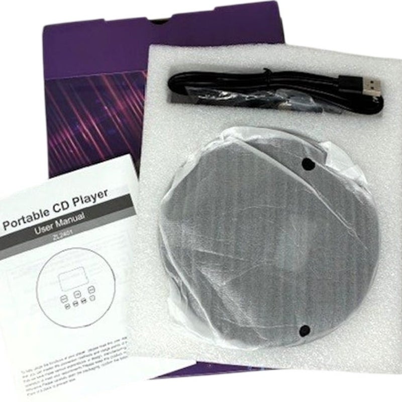BRAND NEW ~ Black Rechargeable Portable CD Player Dual Stereo Speakers Walkman