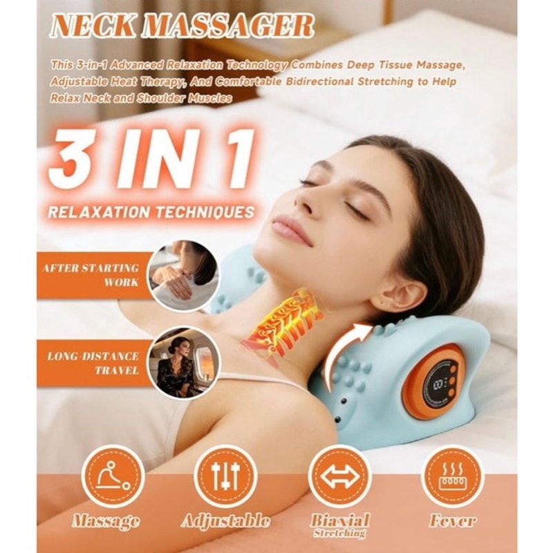 BRAND NEW ~ Adjustable Intensity Neckline Cervical Heated Relaxation Massager