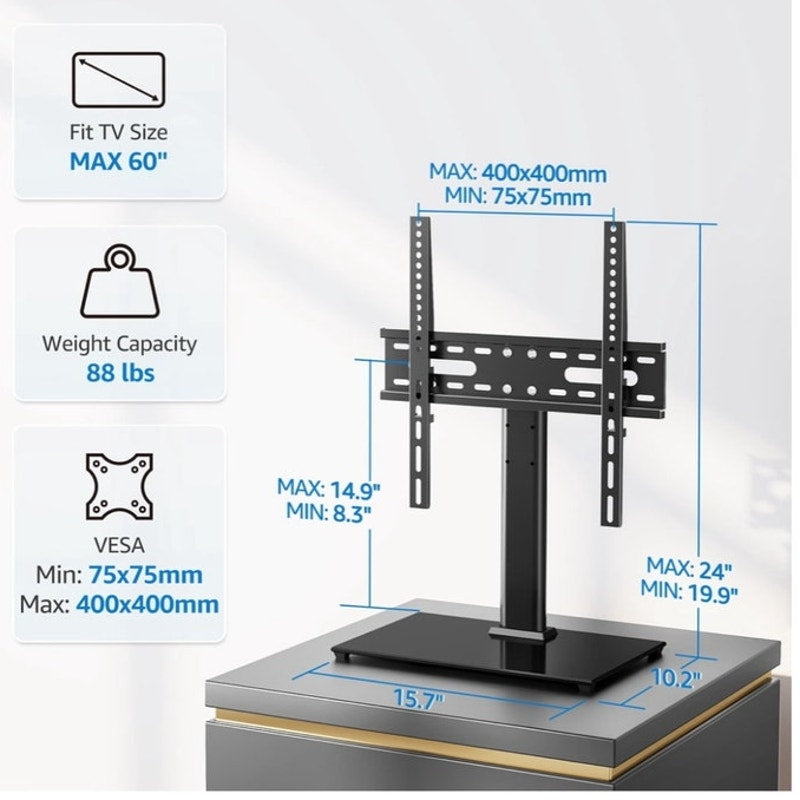 BRAND NEW ~ Universal Tabletop TV Stand 24-60" Flat Screens Desktop TV Base