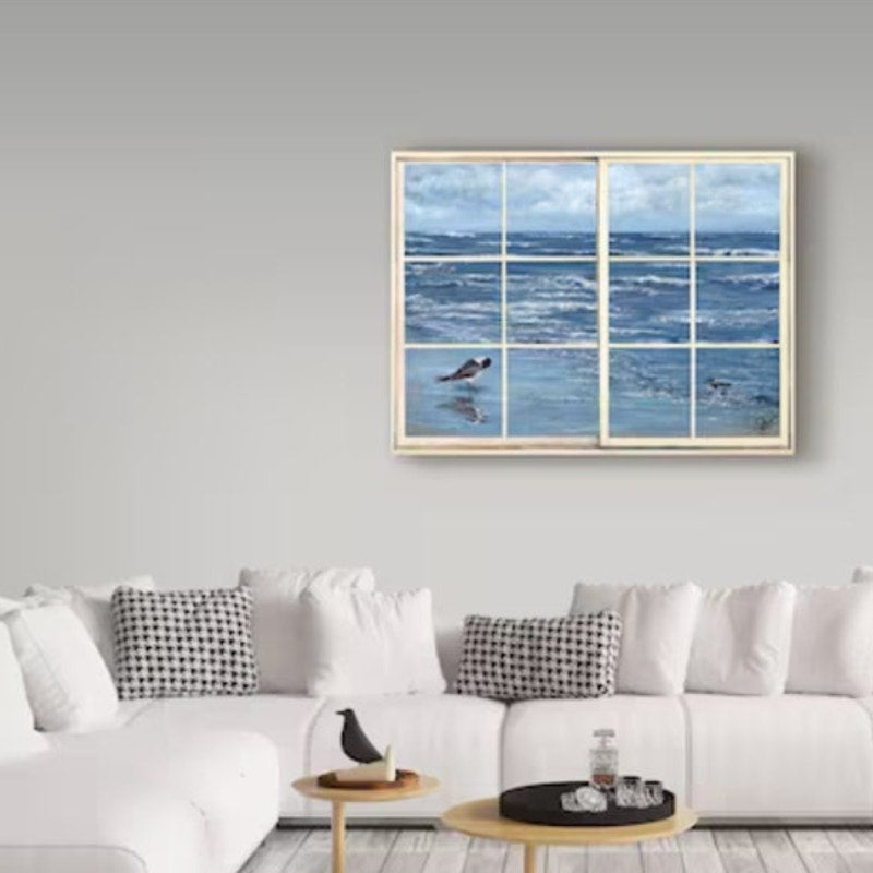 NWT ~ Beach Reflections Through The Window Gallery Wrapped Canvas Art ~32" x 24"