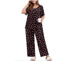 NWT ~ Women's 2pc Black Floral Pink Roses Pajamas Loungewear Set ~ Plus Size 4X