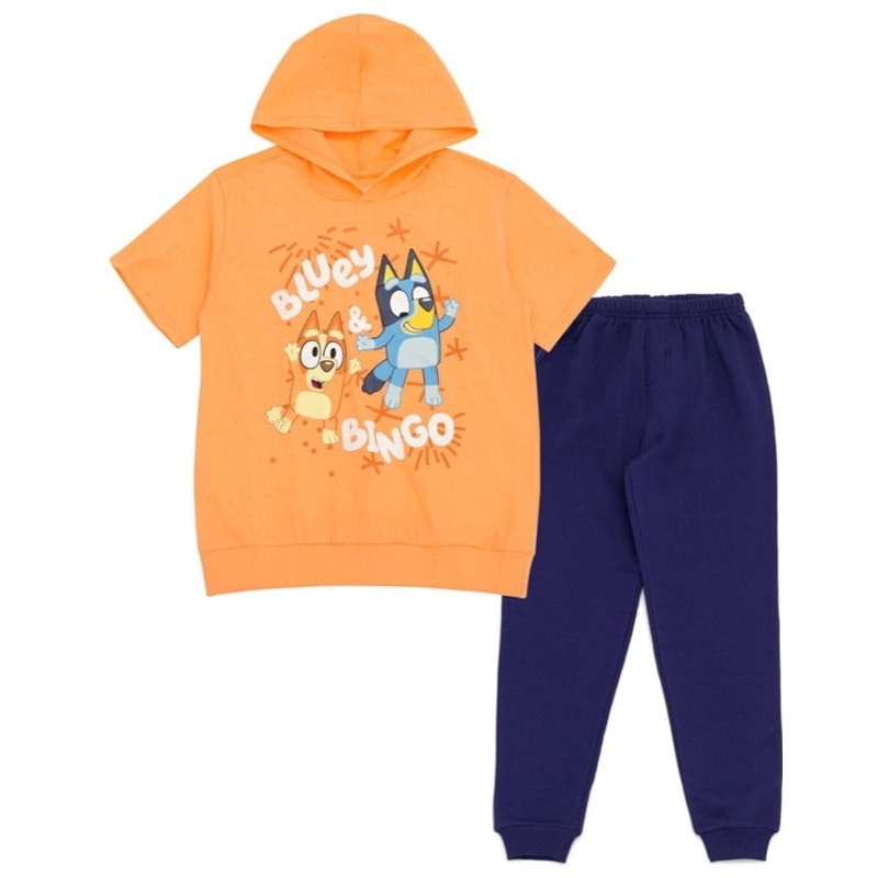 NWT ~ Bluey & Bingo Hooded T-Shirt & Fleece Jogger Pants Outfit Set ~ Toddler 4T
