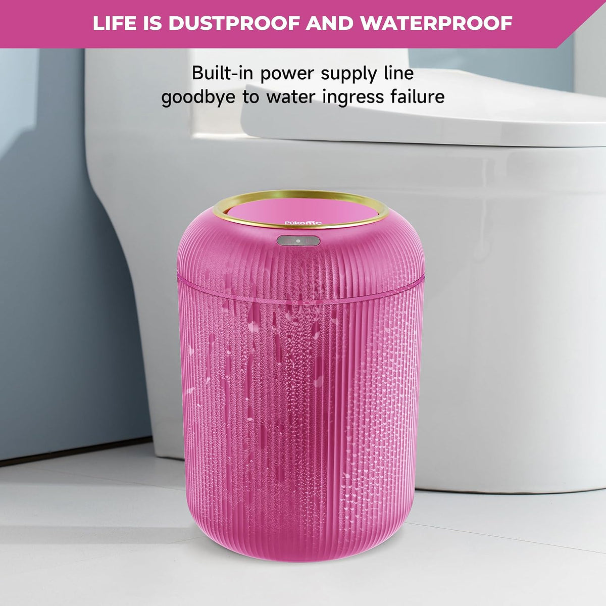 BRAND NEW ~ Bright Pink Smart Sensor Bathroom Wastebasket Small Trash Can