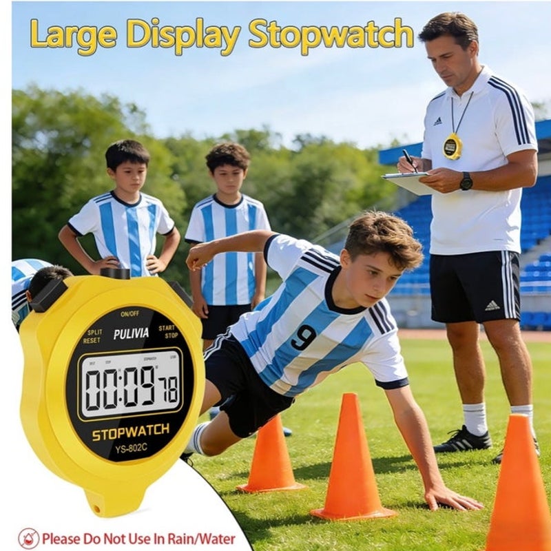 BRAND NEW ~ Yellow Large Display Silent Digital Stopwatch Timer Battery Included