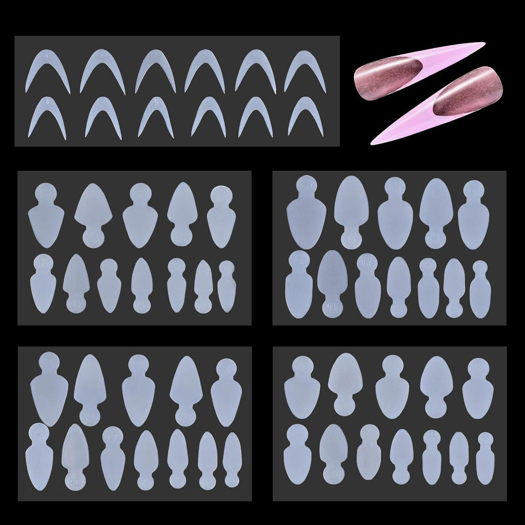 BRAND NEW ~ 216pcs 5 Shapes Nail Tips Stickers Reusable Silicone Gel Extension