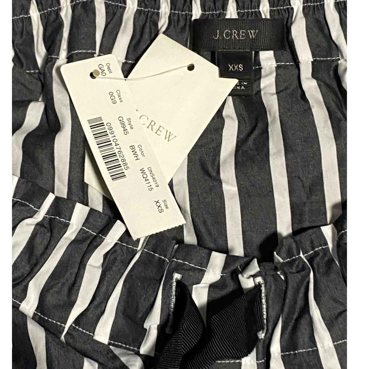 NWT ~ J.CREW Off The Shoulders Black & White Striped Blouse ~ Women's Size XXS