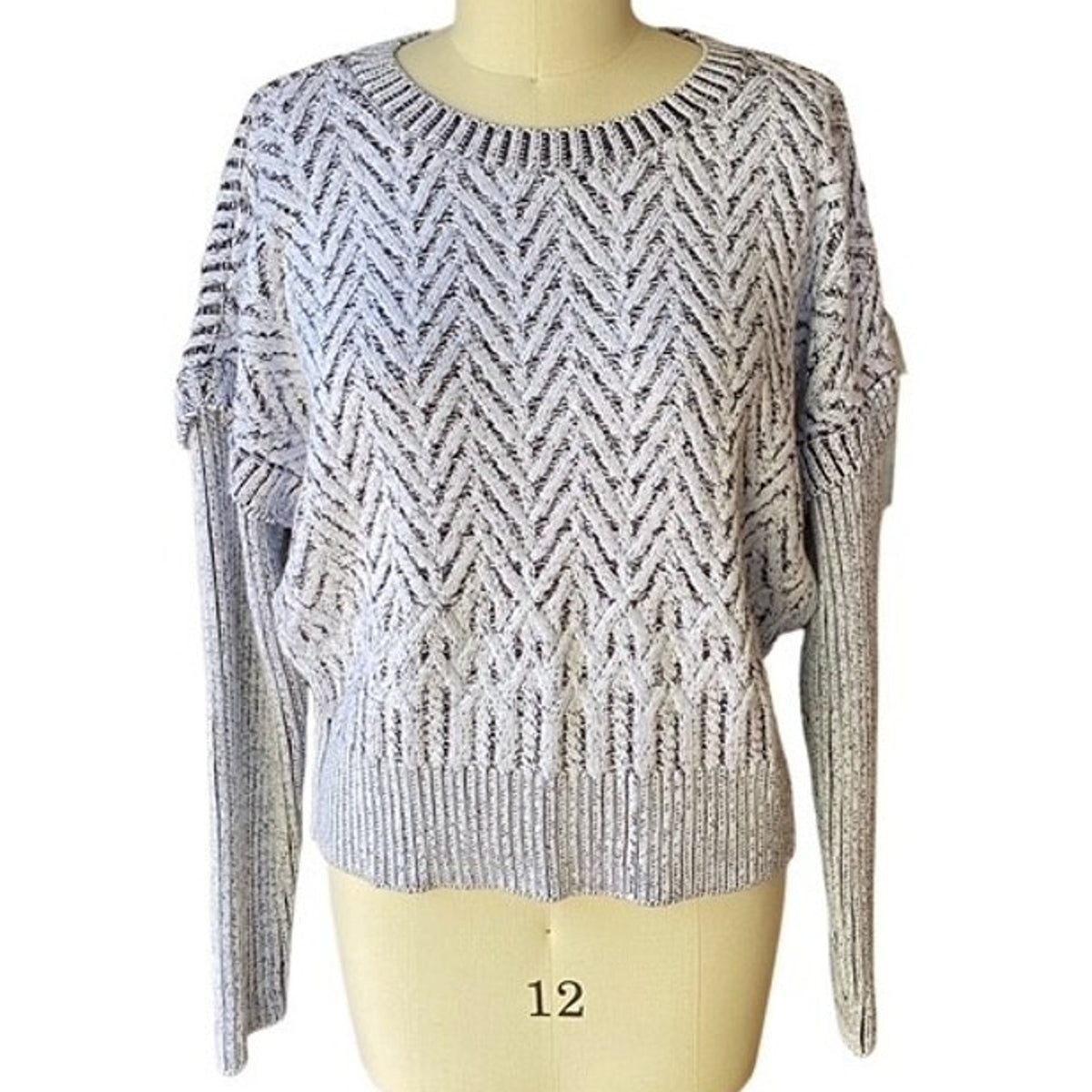 NWT ~ DKNY JEANS Black & White Pullover Drop Shoulder Double Knit Sweater ~ XL