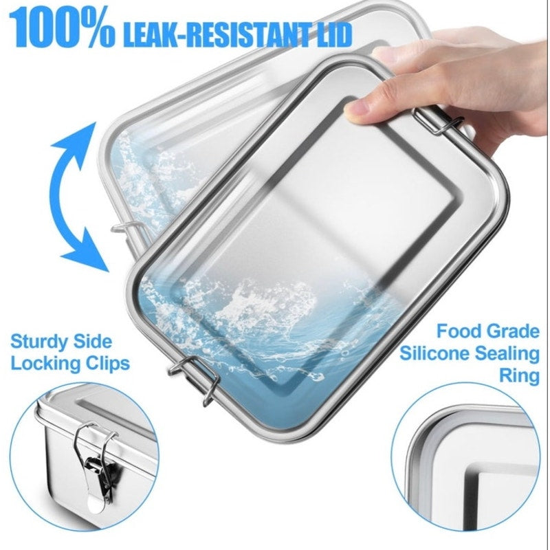 BRAND NEW ~ Stainless Steel 29ox Lunch Box Metal Bento Box & Removeable Divider