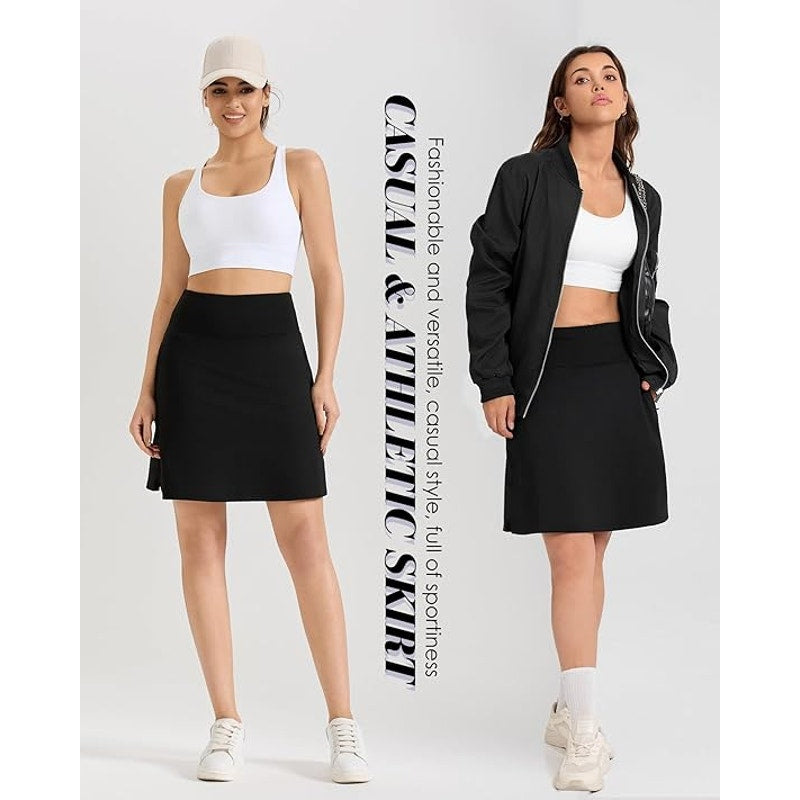 NWT ~ Women's Black 19" Knee Length Skort Pocket Golf Tennis Skirt ~ SMALL
