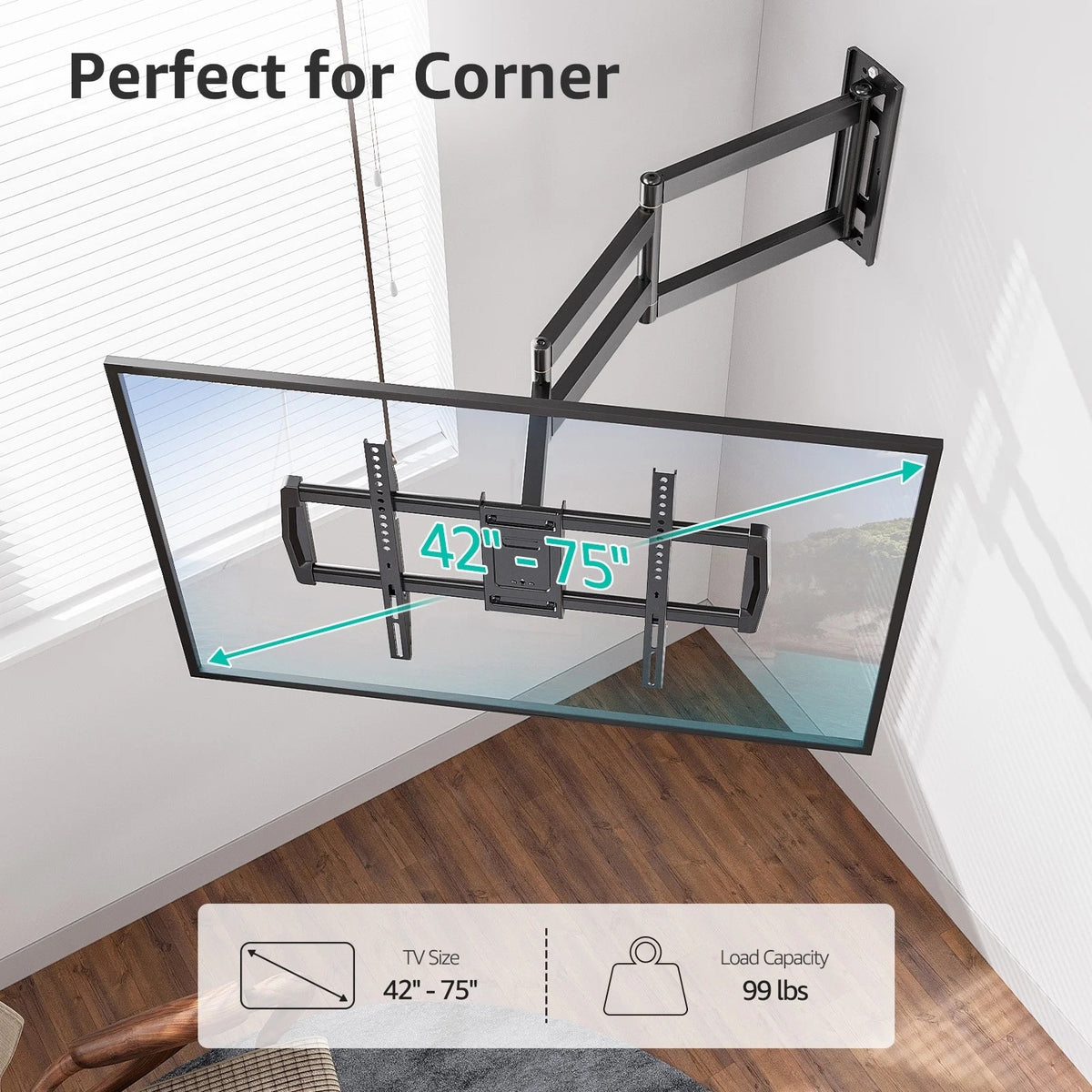BRAND NEW ~ Full Motion 37.9 Long Arm Tilt & Swivel Arm TV Wall Mount
