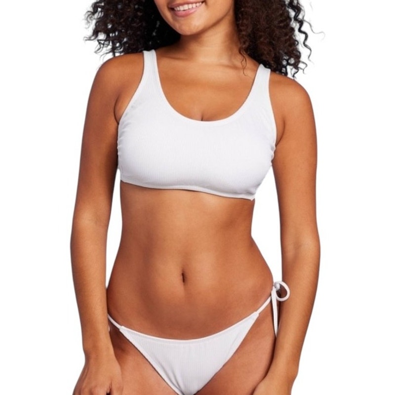 NWT ~ Wild Fable White Ribbed Bralette Bikini Swimsuit Top ~ Size D/DD 8-10