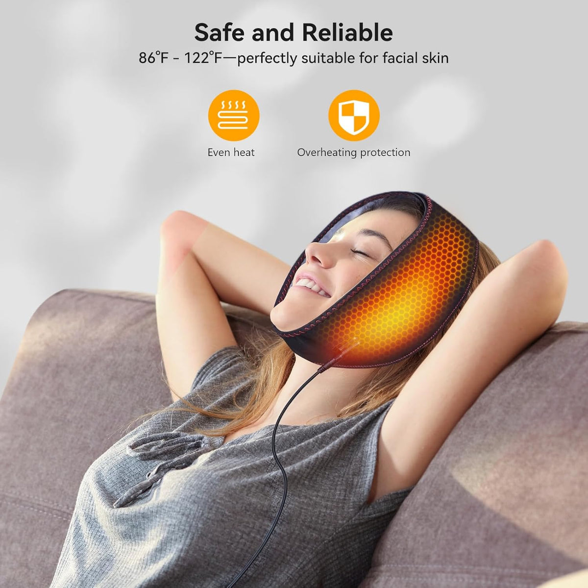 BRAND NEW ~ Wearable TMJ Relief Face Heating Pad Mask 3 Heat & Time Settings