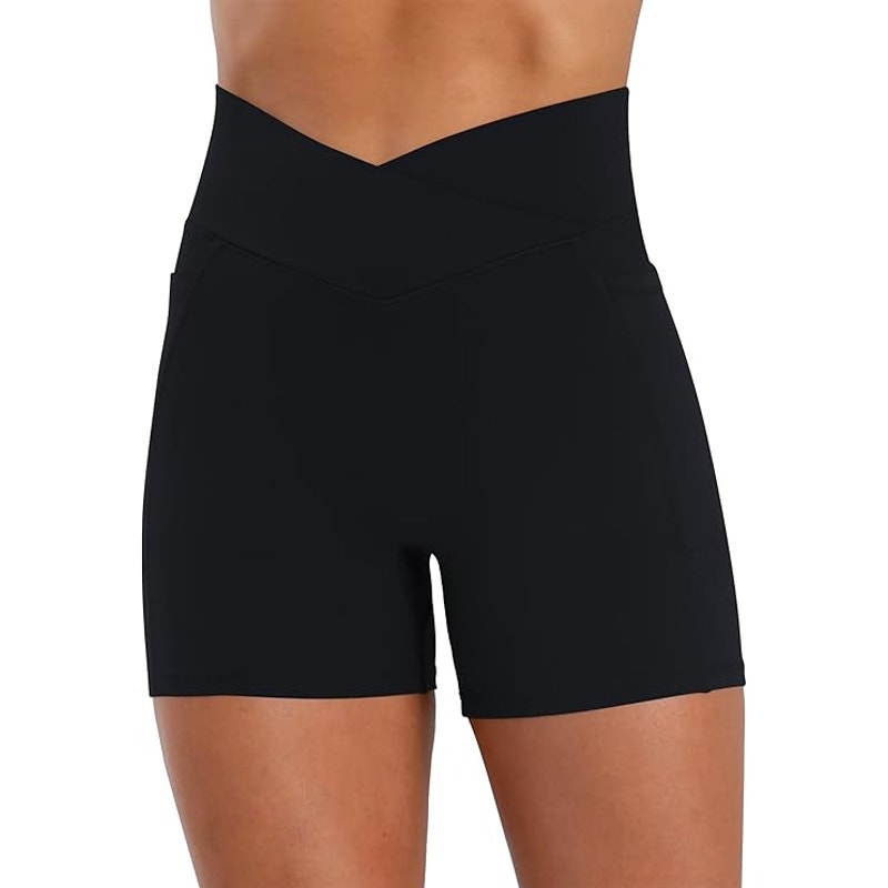 NWT ~ Women's Black Spandex Biker Yoga Pockets Shorts ~ Size SMALL