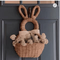 BRAND NEW ~ Hand-woven Wicker Bunny Basket Hanging Wall or Door Wreath Pocket