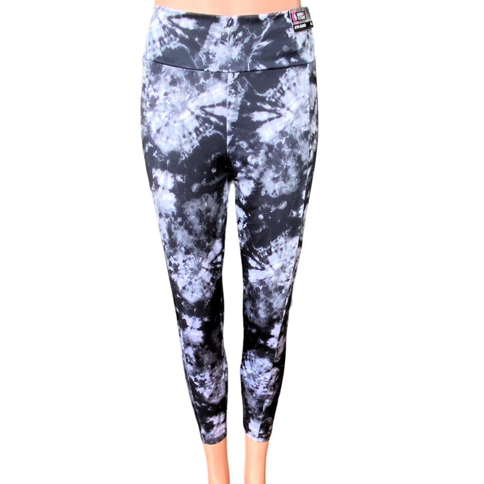 NWT ~ Black Tie Dye Activewear Workout Leggings by SERIES 8 FITNESS ~ Women's XL