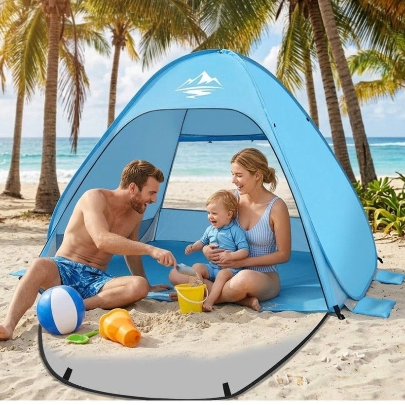 BRAND NEW ~ Sky Blue 1-2 Person Portable UV50+ Sun Shelter Pop-Up Beach Tent