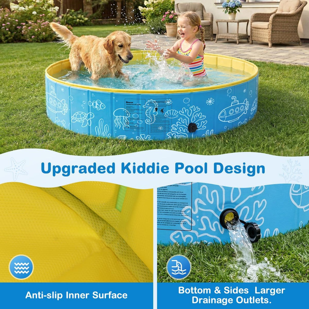 BRAND NEW ~ 47" Portable Foldable Kiddie Swimming Pool with Canopy Sunshade