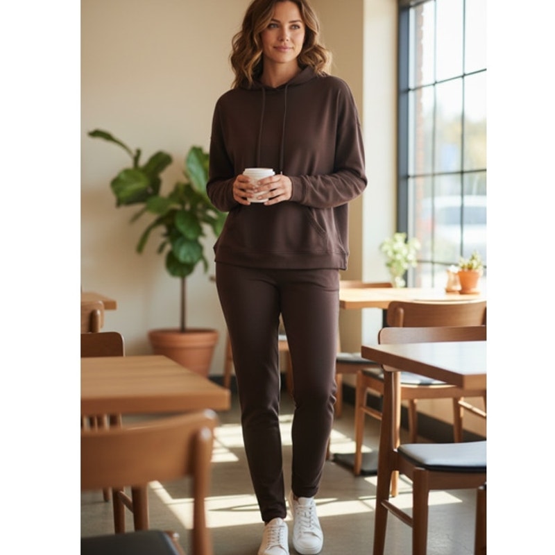 NWT ~ Brown 2pc Lounge Set Sweatsuit Activewear Loungewear ~ Women's MEDIUM