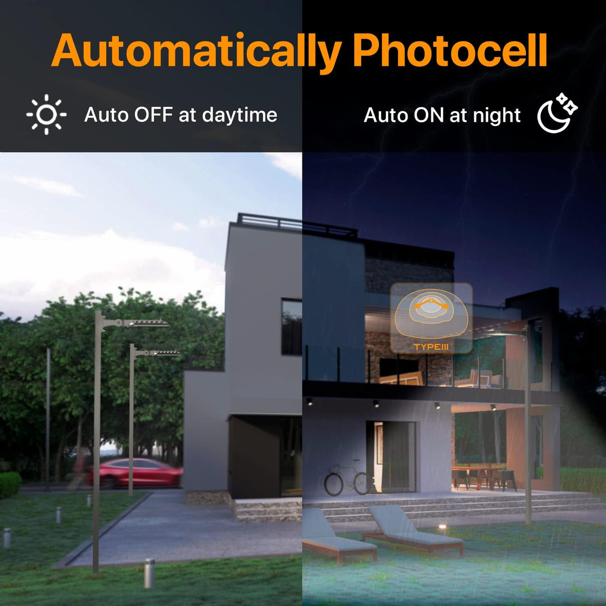 BRAND NEW ~ Adjustable Arm Mount LED Backyard Driveway Street Light 200W 480V