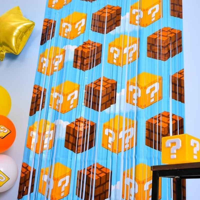 BRAND NEW ~ Set/16 Super Mario Bros. Foil Fringe Game Theme Party Curtain Backdrop