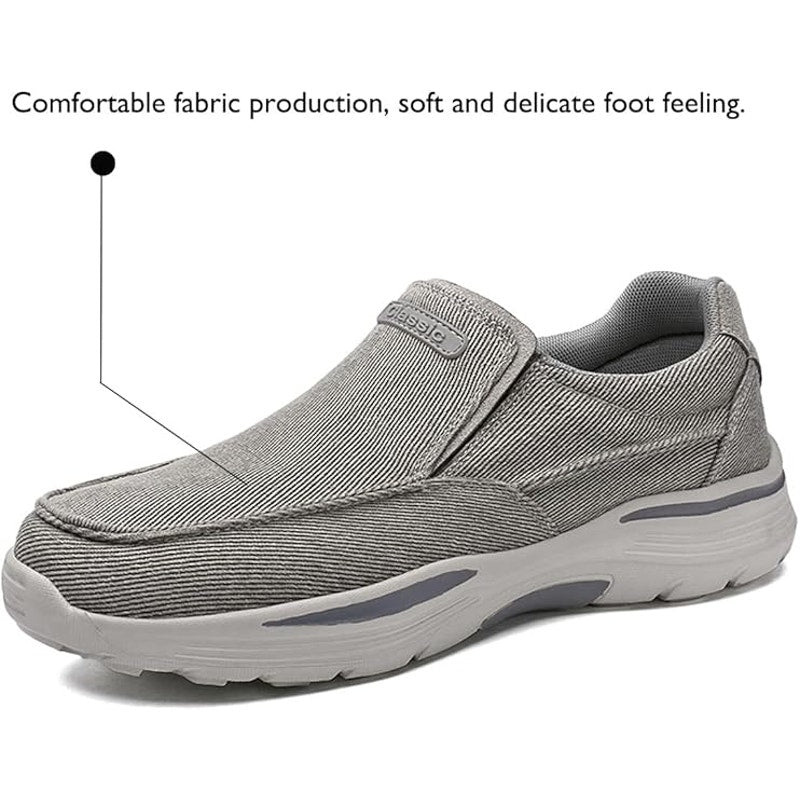 NWT ~ Men's Casual Gray Canvas Lightweight Loafers Walking Shoes ~ Size 11