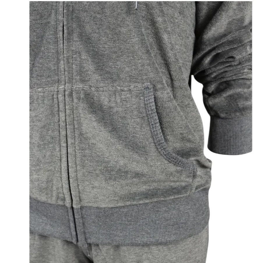 NWT ~ Gray Velour 2 Piece Casual Lounge Pockets Activewear Suit ~ Women's MEDIUM