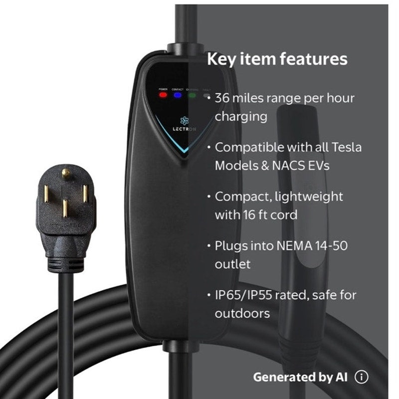 BRAND NEW ~ Level 2 Tesla Electric Vehicle Charger 240V, 40 Amp, NEMA 14-50 Plug