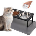 BRAND NEW ~ Black Elevated Stainless Steel Cat Dog Bowls Dishes & Food Water Mat