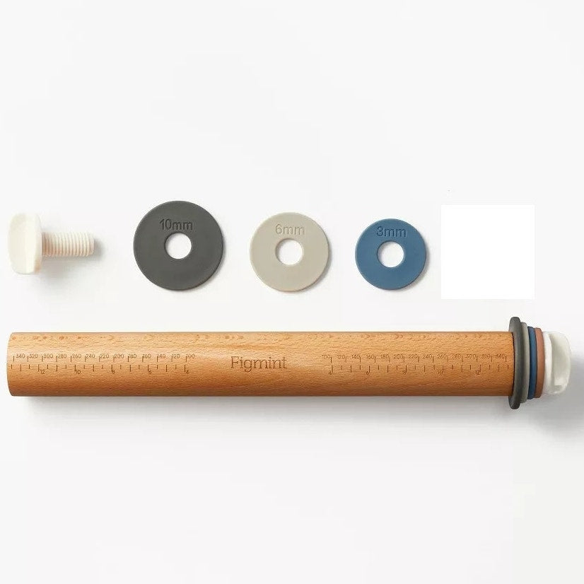 BRAND NEW ~ Figmint™ 17.28" Adjustable Light Brown Wood Handled Rolling Pin