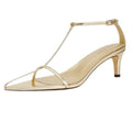 BRAND NEW ~ Metallic Gold Strappy Pointed Open Toe Heels Sandals ~ Size 8 ~ NWT