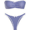 NWT ~ Women's Strapless Sexy Blue & White Gingham Check Bikini Swimsuit ~ XL