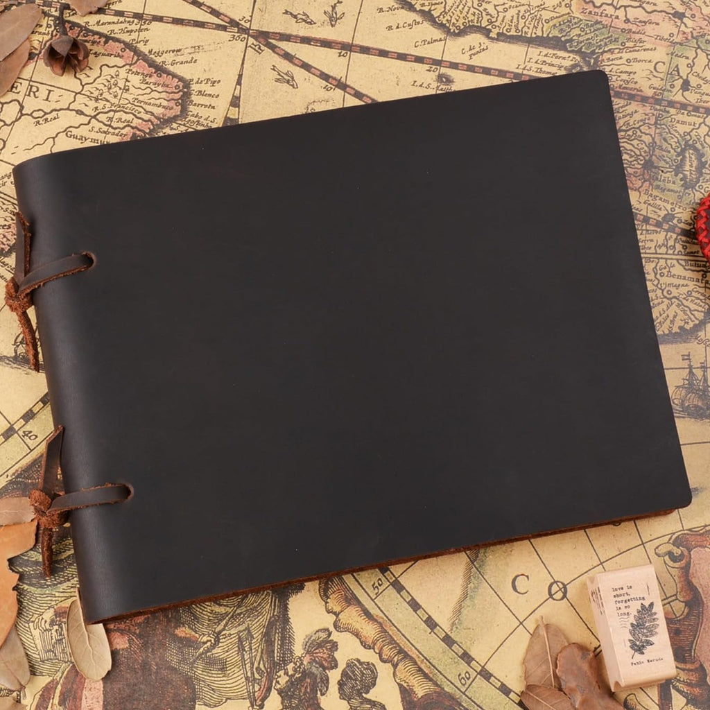 BRAND NEW ~ NWT ~ Handmade Rustic Dark Coffee Brown Genuine Leather Notebook & Craft Paper