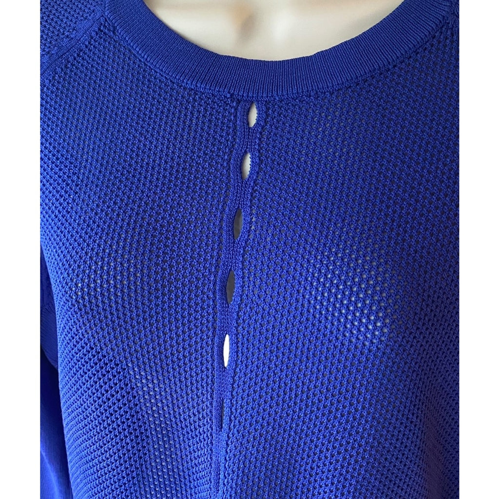 NWT ~ TOPSHOP Bright Royal Blue Sexy Mesh Short Crop Sweater ~ Womens Size 12