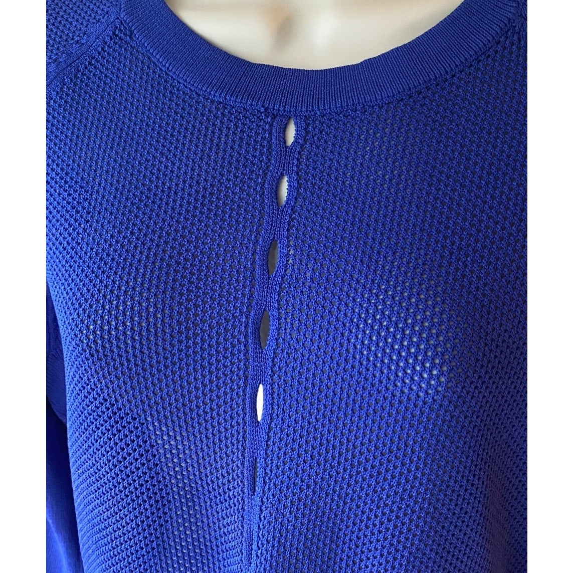 NWT ~ TOPSHOP Bright Royal Blue Sexy Mesh Short Crop Sweater ~ Womens Size 12