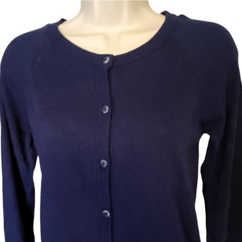 NWT ~ Classic Nightfall Blue Cotton Thin Clear Button Cardigan Sweater ~ Size XL