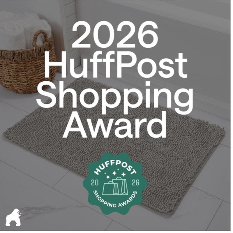 BRAND NEW ~ Gray Chenille Bath Rug Rubber Back Quick Dry Bathroom Mat ~ 24 x 17