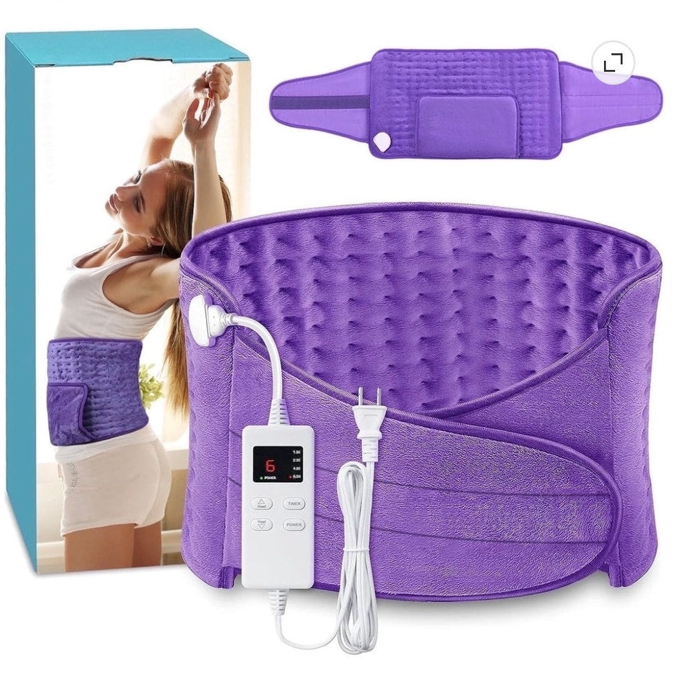 BRAND NEW ~ Purple 12" x 24" Heating Pad with 20" Belt Auto Off 6 Heat Level
