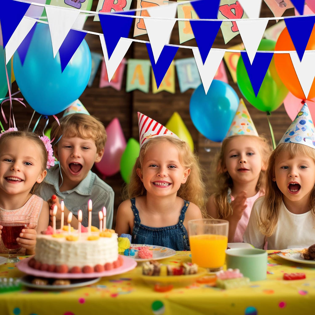 BRAND NEW ~ 200 Feet Blue & White Pennant Banner Triangle Flags Bunting