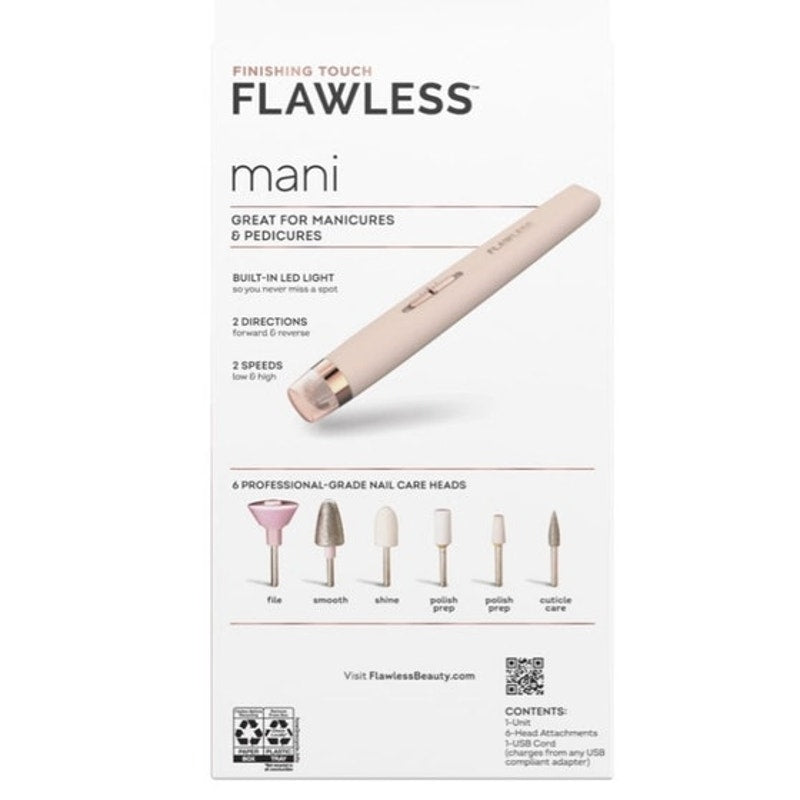 BRAND NEW ~ Pink Rechargeable Nails Mani Pedi File Device & 6 Attachments LED