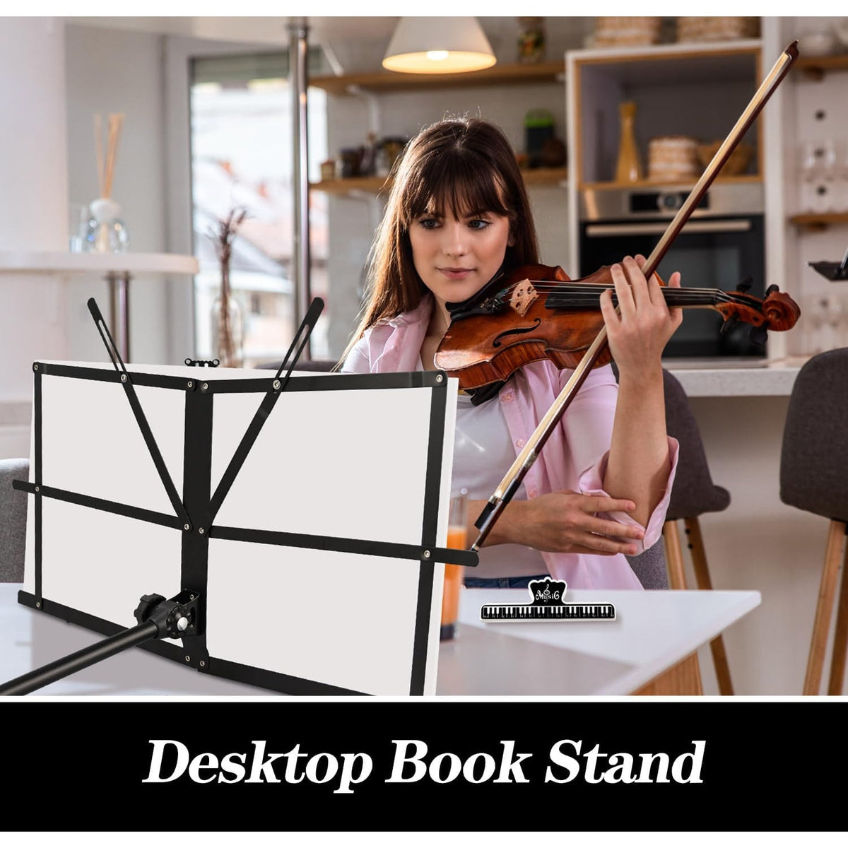 BRAND NEW ~ Black Music Stand with Sheet Clip Holder & Carrying Bag
