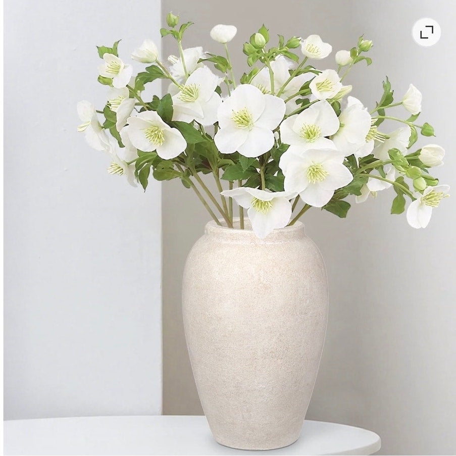 BRAND NEW ~ 10" Handmade Matte White Terracotta Rustic Stoneware Ceramic Vase