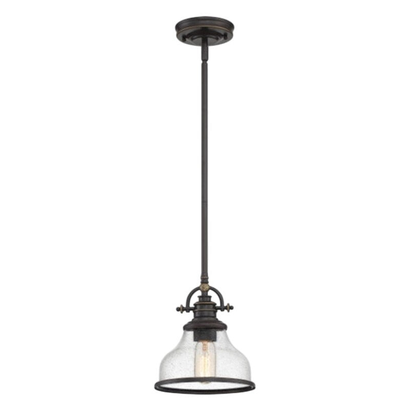 NWT ~ Vintage Style Modern Farmhouse Clear Seedy Glass Light Dome Pendant Light