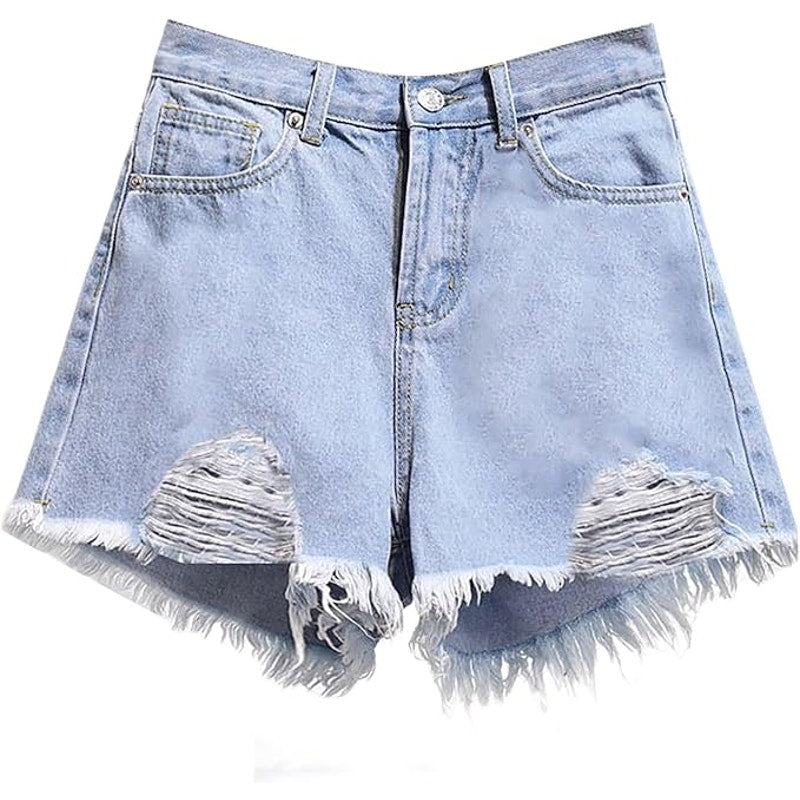 NWT ~ Light Blue Denim Jean Frayed Raw Edge CutOff Shorts ~ Women's Size SMALL