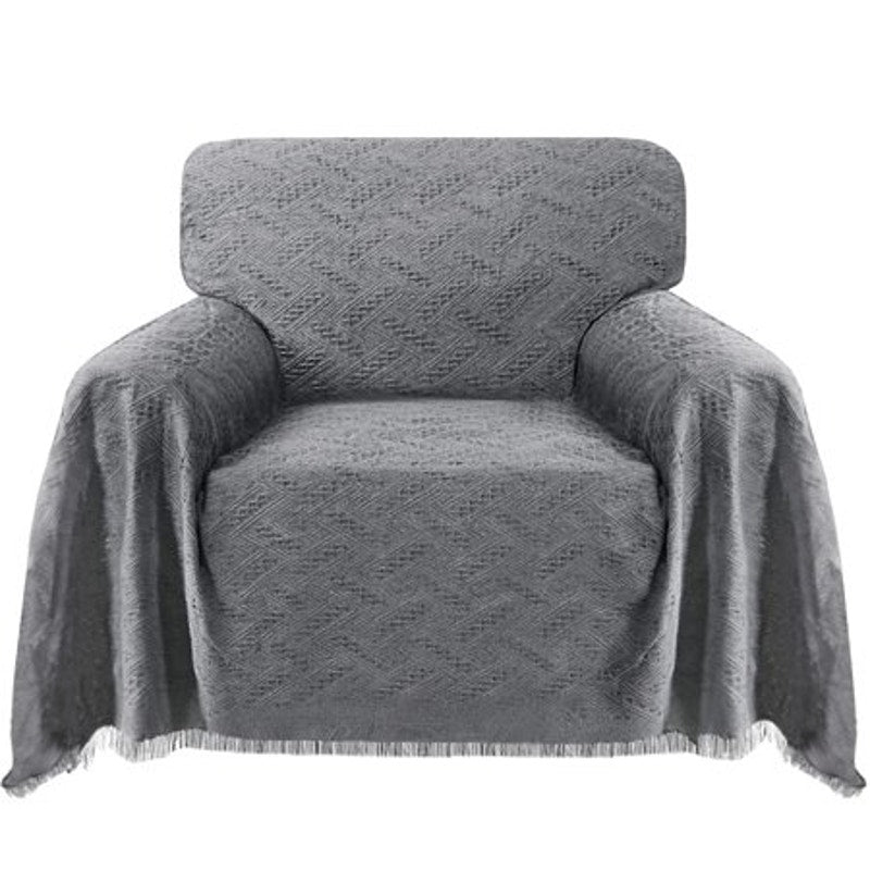 BRAND NEW ~ Gray Chair Cover Modern Farmhouse Living Room Slipcover 71" x 91"
