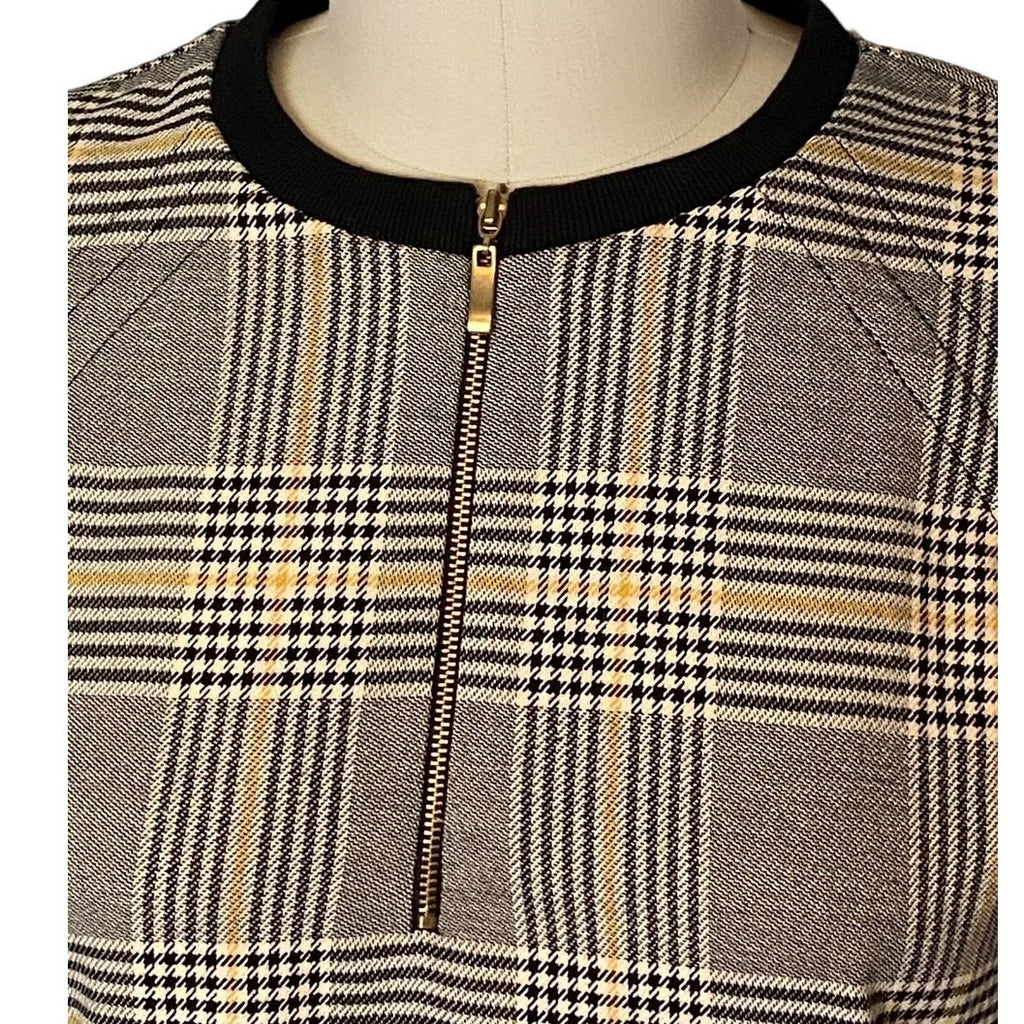 NWT ~ ZARA trf Collection Plaid Side Pockets Zip Front Mini Dress ~ Size MEDIUM