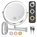 BRAND NEW ~ Chrome Finish 8" Double Sided 3 Colors Lighted Adjustable Mirror